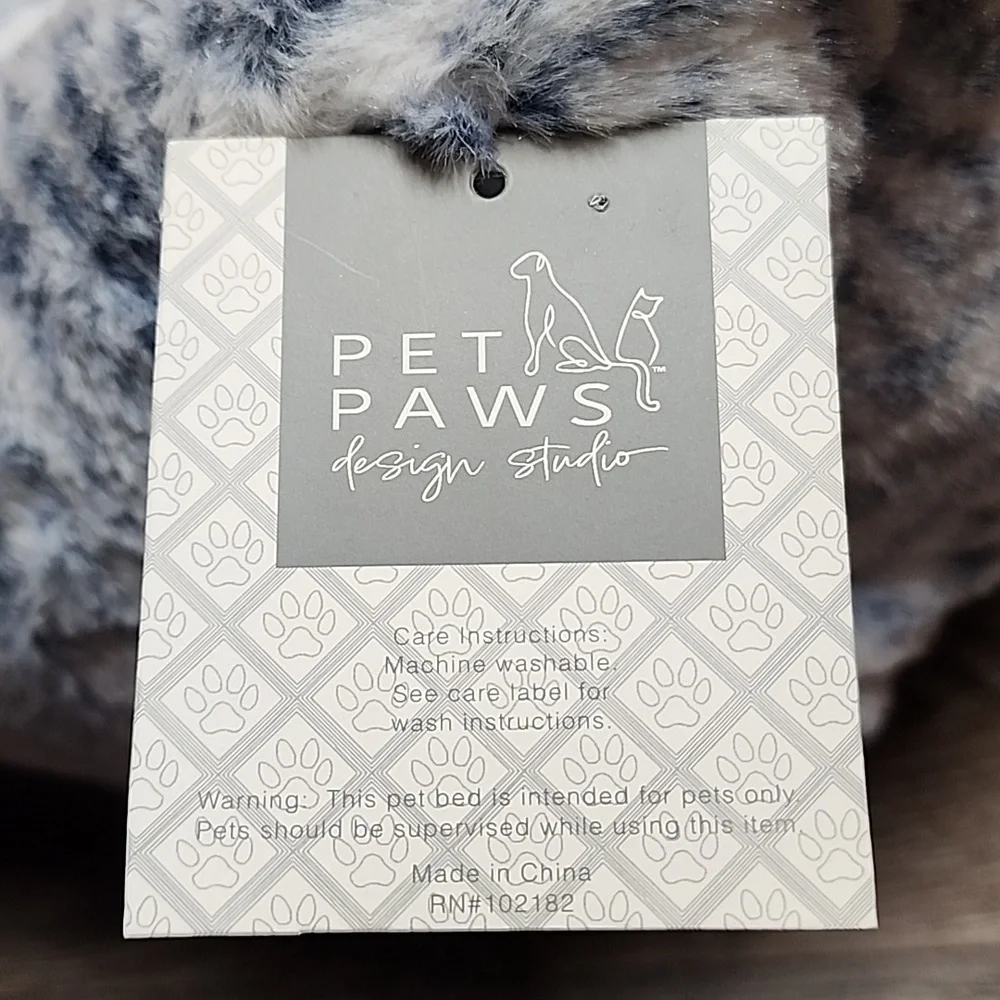 Pet Paws Design Studio Blue Gray & White Zebra Print Cat Dog Bed New with Tags